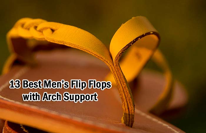 mens leather flip flops with arch support